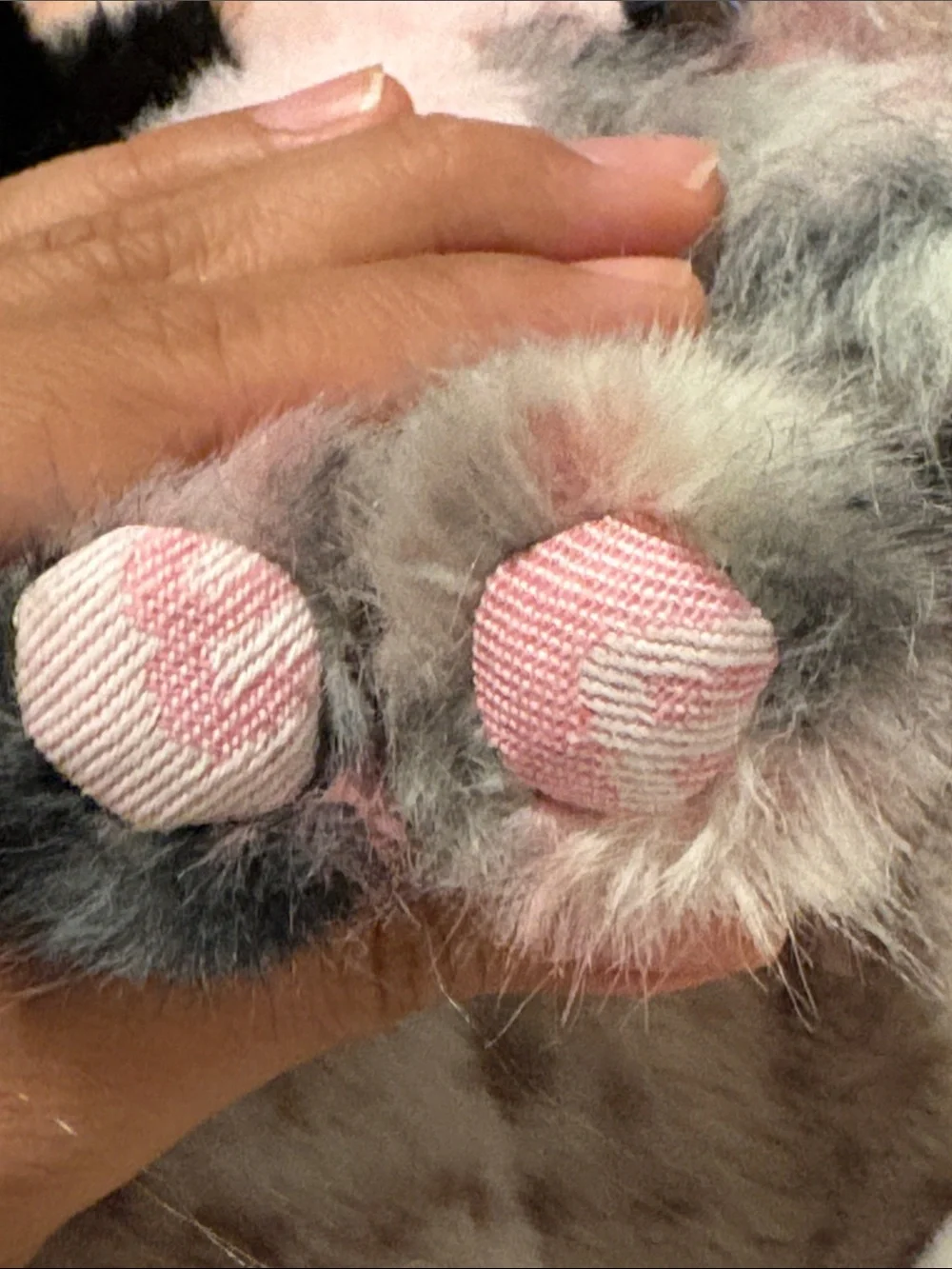 Custom Skull Panda Pink and Black Faux Fur with Pink tinsel hair Plush Pendant